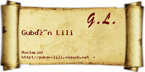 Gubán Lili névjegykártya